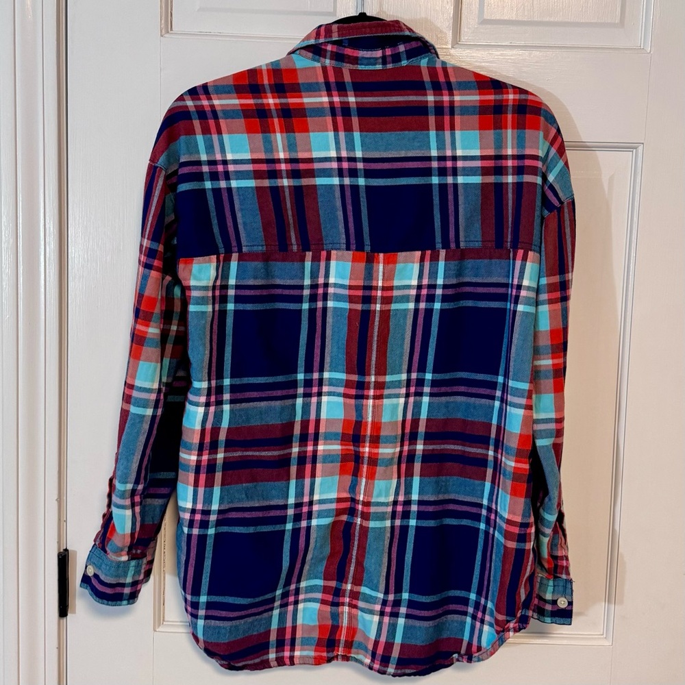 Old Navy | The Boyfriend Shirt, Flannel, Red & Blue Plaid, Size S -GUC - Picture 4 of 7
